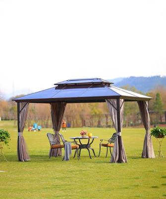 China Outdoor Aluminum Gazebo with Double-Tiered Roof Heavy-Duty Galvanized Steel Ceiling Nets à venda