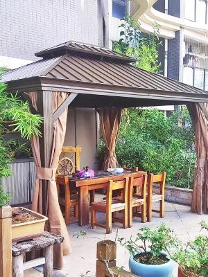 China Outdoor Hardtop Gazebo with Double-Tiered Roof Heavy-Duty Galvanized Steel Ceiling Nets à venda