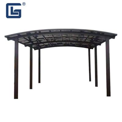 China Dark Black 6.5m Double Aluminum Carport With Polycarbonate Roof for sale