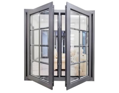 China Gray UPVC Double Glass Aluminium Windows Casement PVDF Coated for sale