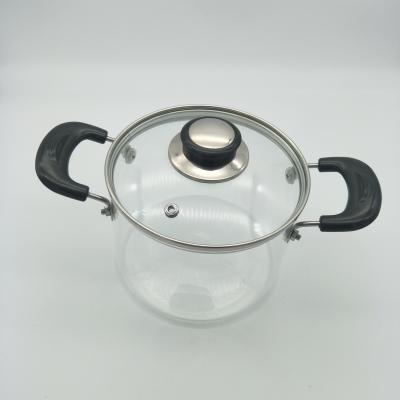 China Viable Customization Wholesale Binaural Pot Heat Resistant Transparent Glass Cooking Pot for sale