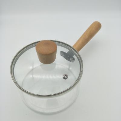 China Sustainable High Quality Unique Heat Resistant Soup Pan Glass Milk Pot Wite Cooking Cover for sale