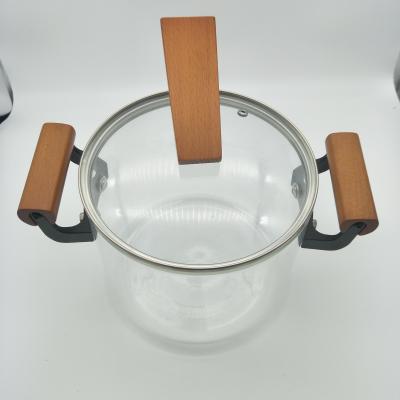 China Durable Good Quality Large Capacity Glass Pan Sustainable Heat Resist Borosilicate Glass Cooking Pot for sale