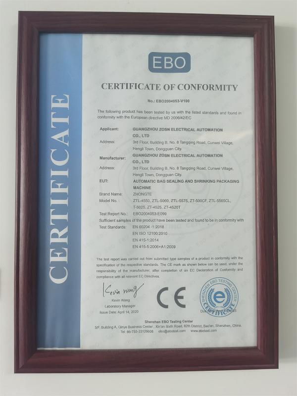 CERTIFICATE OF CONFORMITY - Guangzhou ZOSN Electrical Automation Co., LTD