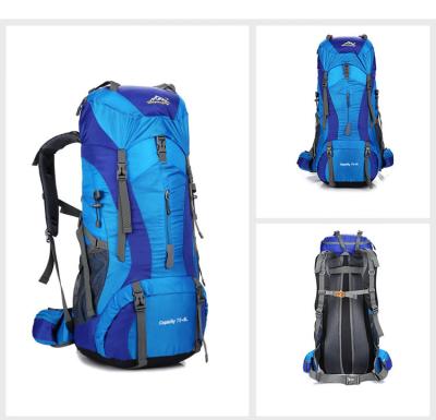 China Ransel Mountain Waterproof Trekking Backpack Polyester 70 Liter Backpack ISO for sale