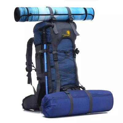 China Blue 60L Waterproof Camping Backpack BSCI Mountain Climbing Backpack for sale