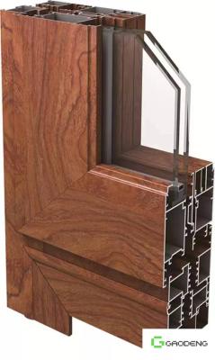 China Wooden Grain Extrusion Window And Door Aluminum Profiles With Great Feeling for sale