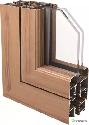 China Wooden Grain Casement Aluminum Profile Windows With Great Feeling for sale