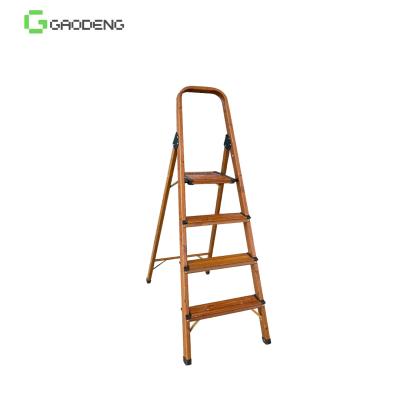 China Ebony 3 Steps Wooden Aluminum Ladder 250 Mm Pedals Max Load 150 KG for sale