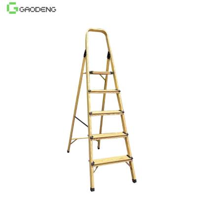 Chine Ebony 3 Steps Wooden Aluminum Ladder 250 Mm Pedals Max Load 150 KG à vendre