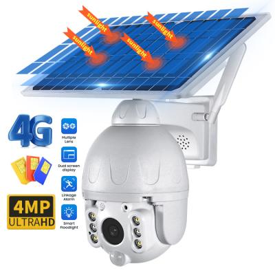 China cámara solar con pilas solar 8W 4G con la sirena de la detección de movimiento en venta