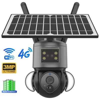 China 4G Floodlight Intelligent Solar Energy Alert Ptz Camera With PIR Detection for sale