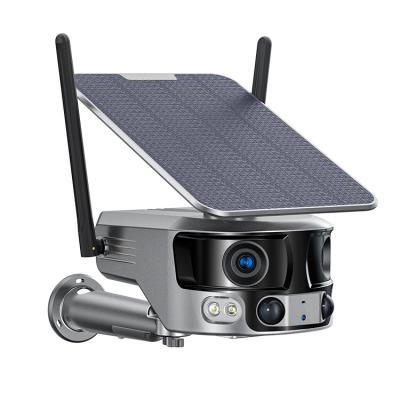 China 4K 4G LTE Cellular 4G Solar Camera Wireless With Solar Panel Dual Lens for sale