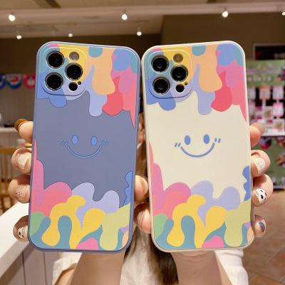 Cina Customized Simple Smile Cube Straight Side Cases For iPhone 13 pro Side Frame Cover Fundas For iPhone 12 Pro x 8 7 plus in vendita
