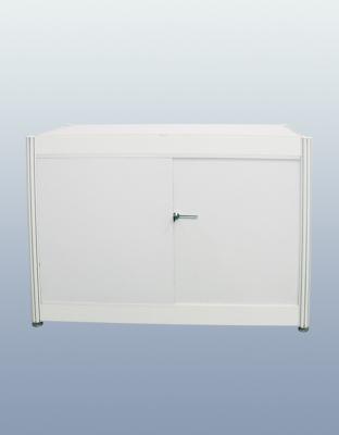China Lockable Information Counter on exhibition system booth,Octagonal Prism Desk lockable with sliding door for sale