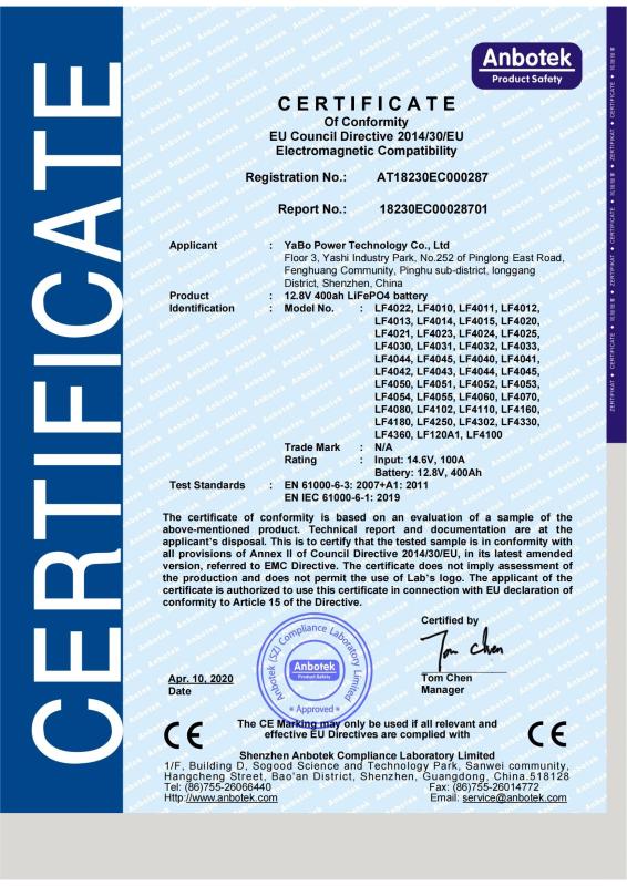CE - Shenzhen YaBo Power Technology Co., Ltd.