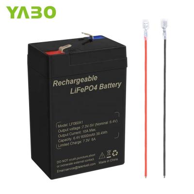China Lithium Iron Phosphate Deep Cycle LiFePO4 Battery Lithium 6V 6Ah 6.4V For Toys UPS for sale