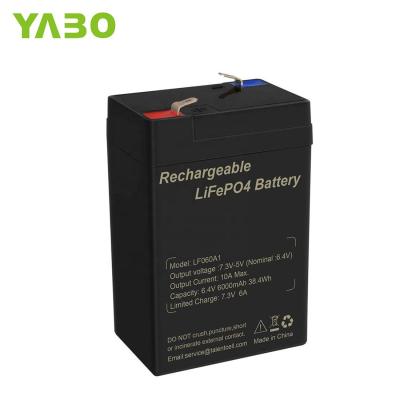 China 6.4V 4.5Ah 6v 5Ah Ciclo Profundo LiFePO4 Bateria Recarregável Iluminação à venda