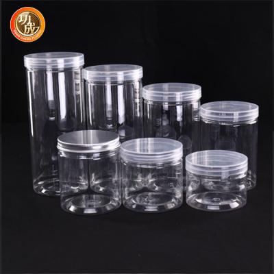 China Empty Clear Candy Cookie Jar 500ml Wide Mouth Food Plastic Jars With Screw Top Lids for sale