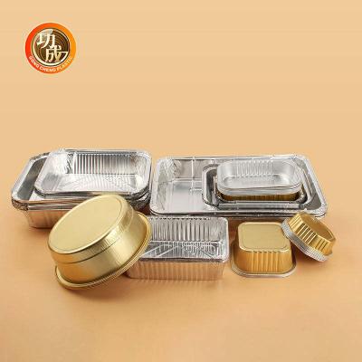 China Silver Gold Customize Packing Boxes 3 Compartment Aluminum Foil Lunch Box for sale