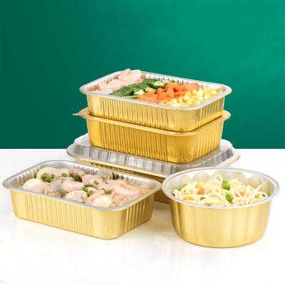 China Square Aluminum Foil Customize Packing Boxes Disposable Takeaway Aluminum Food Tray for sale
