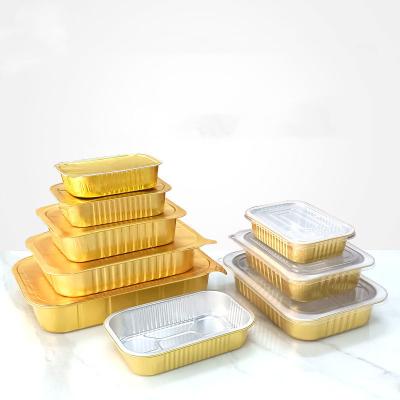 China Disposable Rectangular Thickened Aluminum Lunch Tray Barbecue Aluminum Foil Food Container for sale