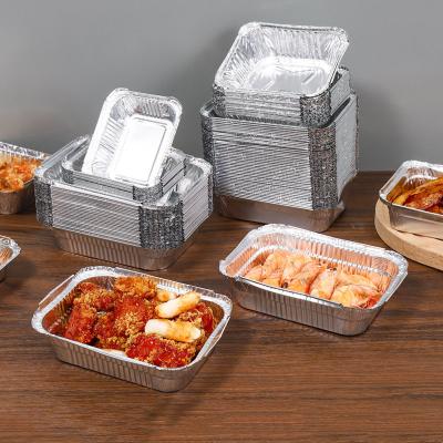 China Rectangular Colored Aluminum Takeout Containers Disposable For Airline for sale