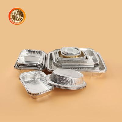 China Disposable Rectangle Customize Packing Boxes Airline Meal Aluminum Foil Lunch Box for sale