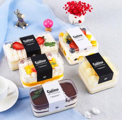 China PET Plastic Tiramisu Dessert Cupcake Packing Box With Lid for sale