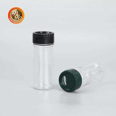 China Screw Cap Plastic Spice Bottles Empty Pepper Seasoning Plastic Shaker Jars for sale