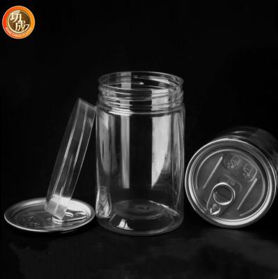 China 85 Caliber 300ml Candy Cookie Jar Clear Small Food Grade Plastic Packaging Jar for sale