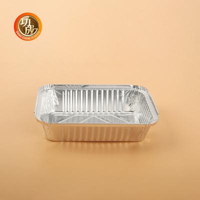 China Custom Logo Druck Lebensmittelverpackung Boxen Rechteck Form Silberfolie Deckel Auf See/Auf dem Luftweg/Ausdruck zu verkaufen