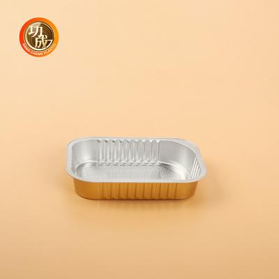 China Logotipo personalizado Folha de alumínio de prata / ouro Caixa de almoço de forma retangular Pacote de alimentos personalizado à venda