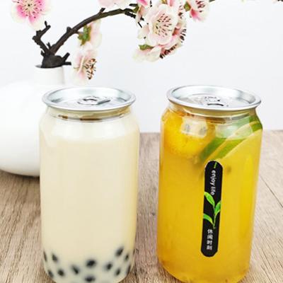 China Homemade Beverages 330ml Clear Plastic Easy Open Cans Cylindrical Containers for sale