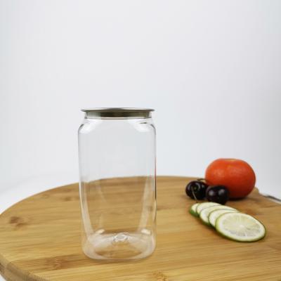 China 350ml Plastic Food Container Jars Square With Easy Pull Cover for sale
