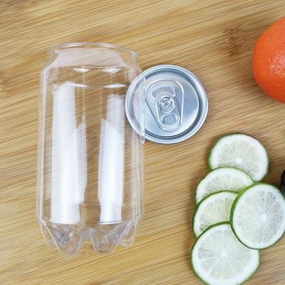 China 350ml Cylindrical Plastic Jars With Lids Beverages Water Juice for sale