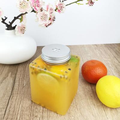 China Recipientes plásticos do espaço livre de Juice Beverages Flat Square 0.5L com tampões à venda