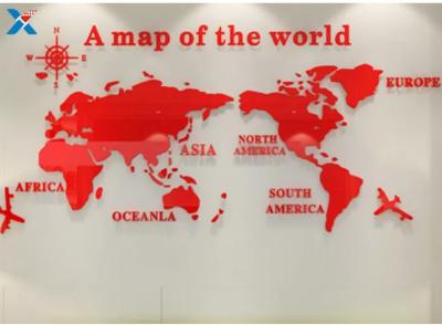 China 1.8mm 20mm Custom Cut Acrylic Sheet World Map Wall Sticker For Office for sale