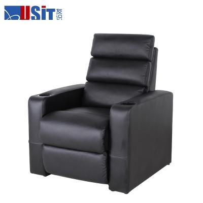 China 840mm Genuine Leather Theater Electric Recliner Chair With Headrest Adjustable Height for sale
