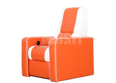 China PU Leather Electric Recliner Sofa Orange Color With Reading Lamp For VIP Cinema for sale