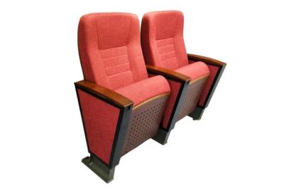 China Red Aluminum Conference Room Chair Wood Armrest Padded With Fabric for sale