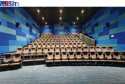China Commercial Cinema Folding Chairs With Cupholder Fabric Foam Upholstery for sale