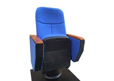 China BS5852 Blue Auditorium Theater Seating Movie Theater Chair Wood Armrest Padded With Fabric for sale