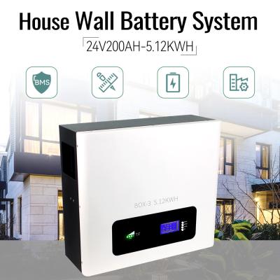 China LiFePO4 5kwh 24V 200Ah 25.6v Lithium Wall Battery Energy Storage for sale