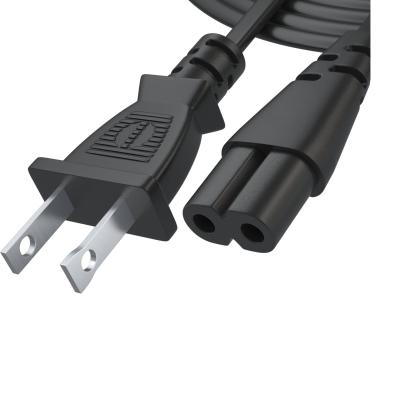 China Cordón de alimentación 12Ft Cable de 2 puntas AC enchufe de pared de 2 ranuras LED LCD utilizado en varios productos de equipos electrónicos en venta