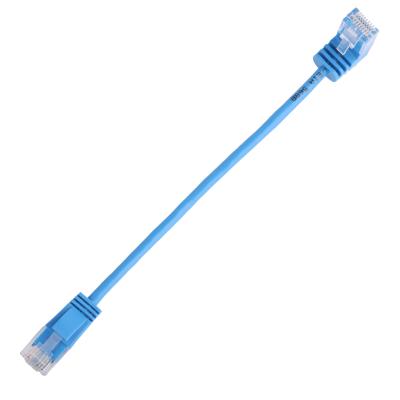 China Vertical 90 Degree Interface Slim Utp Cable Gigabit Molded Ethernet Blue Length Customize for sale