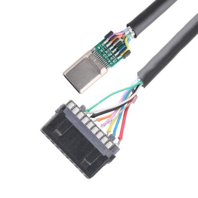 China 20P Female USB 3.0 Type-C to IDC Adapter Cable Internal Resistor Black PVC Wire OEM ODM for sale