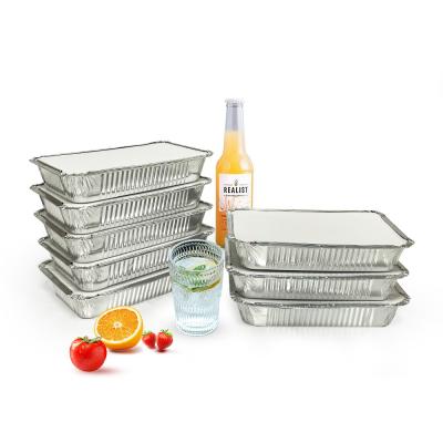 China Food Grade 8011 Disposable Aluminum Foil Food Tray Rectangle 8389 with Paper Lids for sale