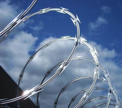 China Galvanized Barbed Wire Security Fence 12x12 CBT65 Razor Wire for sale