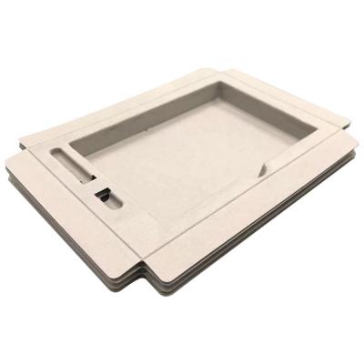 China Biodegradable Bagasse Pulp Molded Cosmetics Paper Tray Packaging Color Pulping Paper Tray For Sutdy Player for sale